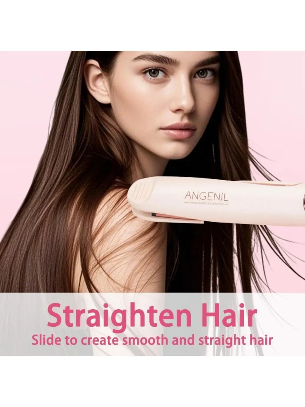 2-in-1 Hair Straightener & Curler, Dual Voltage Flat Iron, Adjustable Temp